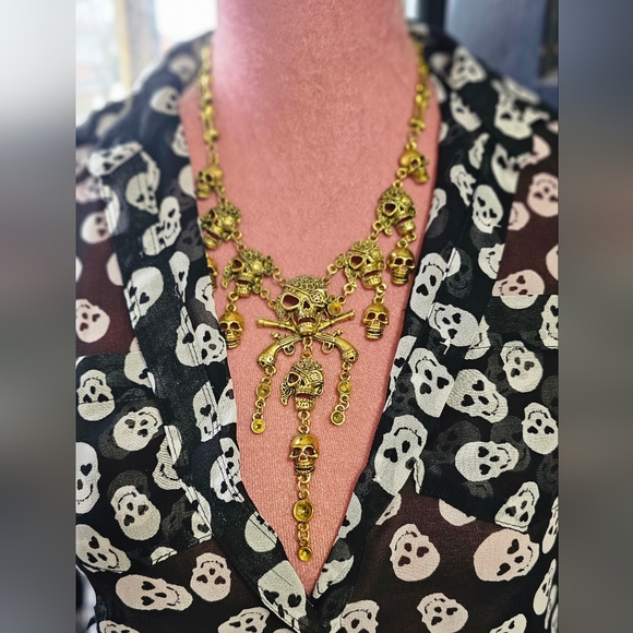 Aeropostale sheer skull design button-up shirt, size XS. - Picture 7 of 10